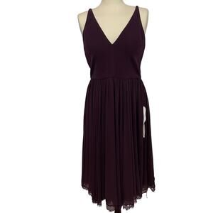Dress The Population Alicia Dress L Sleeveless Midi Lined Lace Hem V Neck Sheath